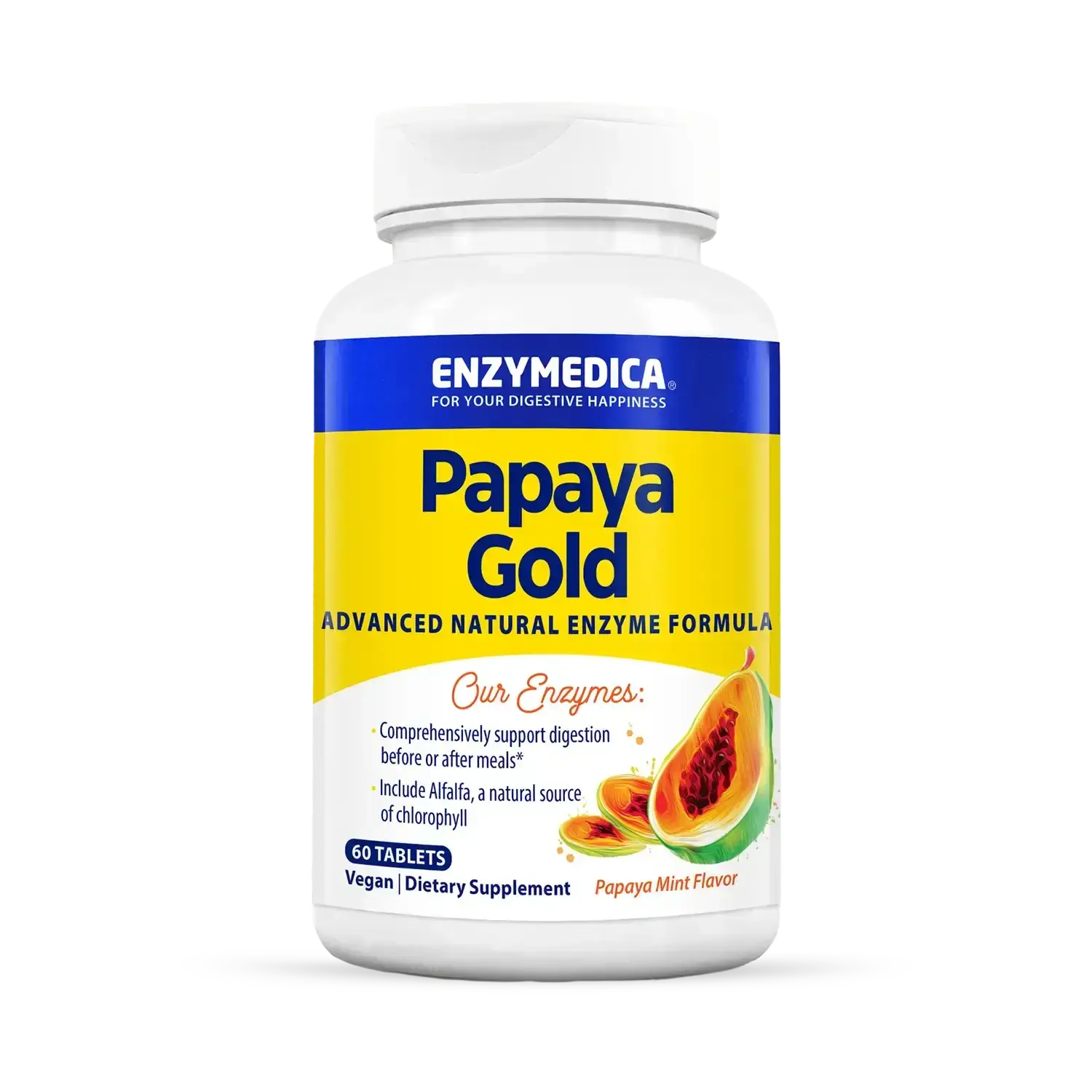 Papaya Gold | Comprehensively supports digestion before or after meals^ | Speeds up digestion and improves energy* | 3X more papaya compared to the next leading competitor^ | With REAL Organic Papaya juice powder