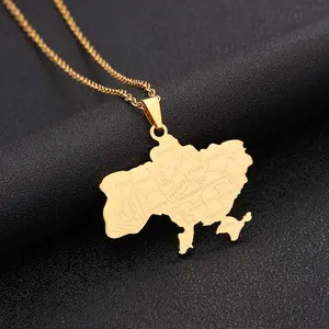 Stainless Steel Ukraine Map Necklace Unisex Personalized Accessory Gift