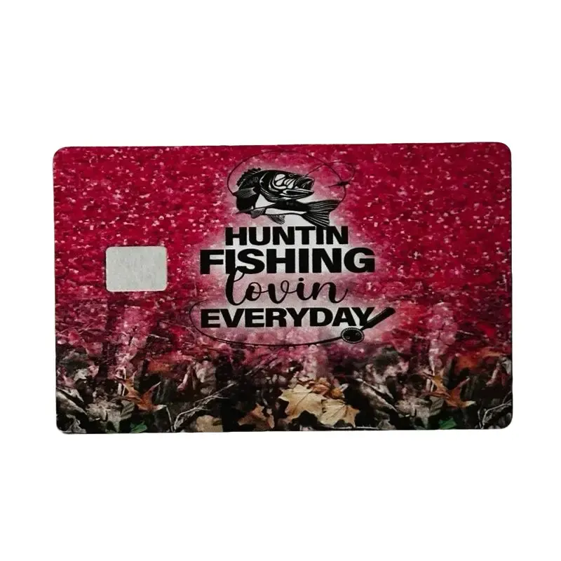DIY Hunting-Fishing Themed Credit Card Skin with Chip Compatibility for Everyday Use