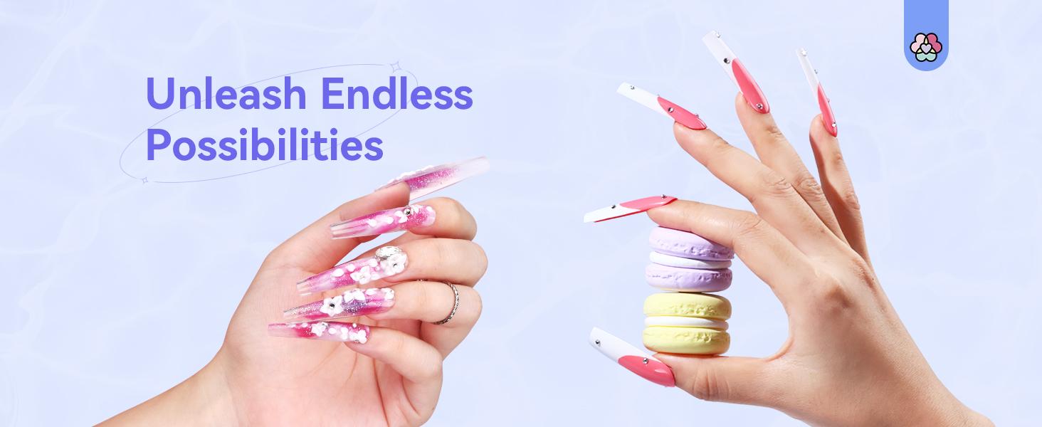 SAVILAND Builder Nail Gel Kit - 60g Clear Gel with 100 Forms & Acrylic Brush for Durable Nail Art Designs Lightweight & UV Cured