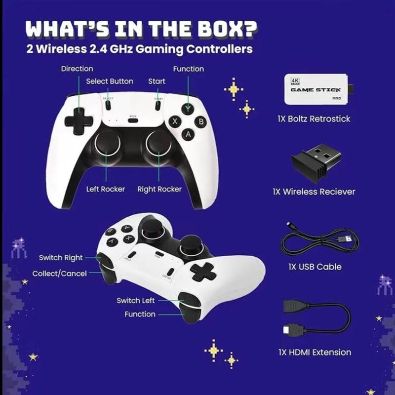 4K TV Game Stick M15 Video Game Console with 40000+ Games 64GB Handheld Player Wireless Controller Retro Gamepad 23 Classic Emulators