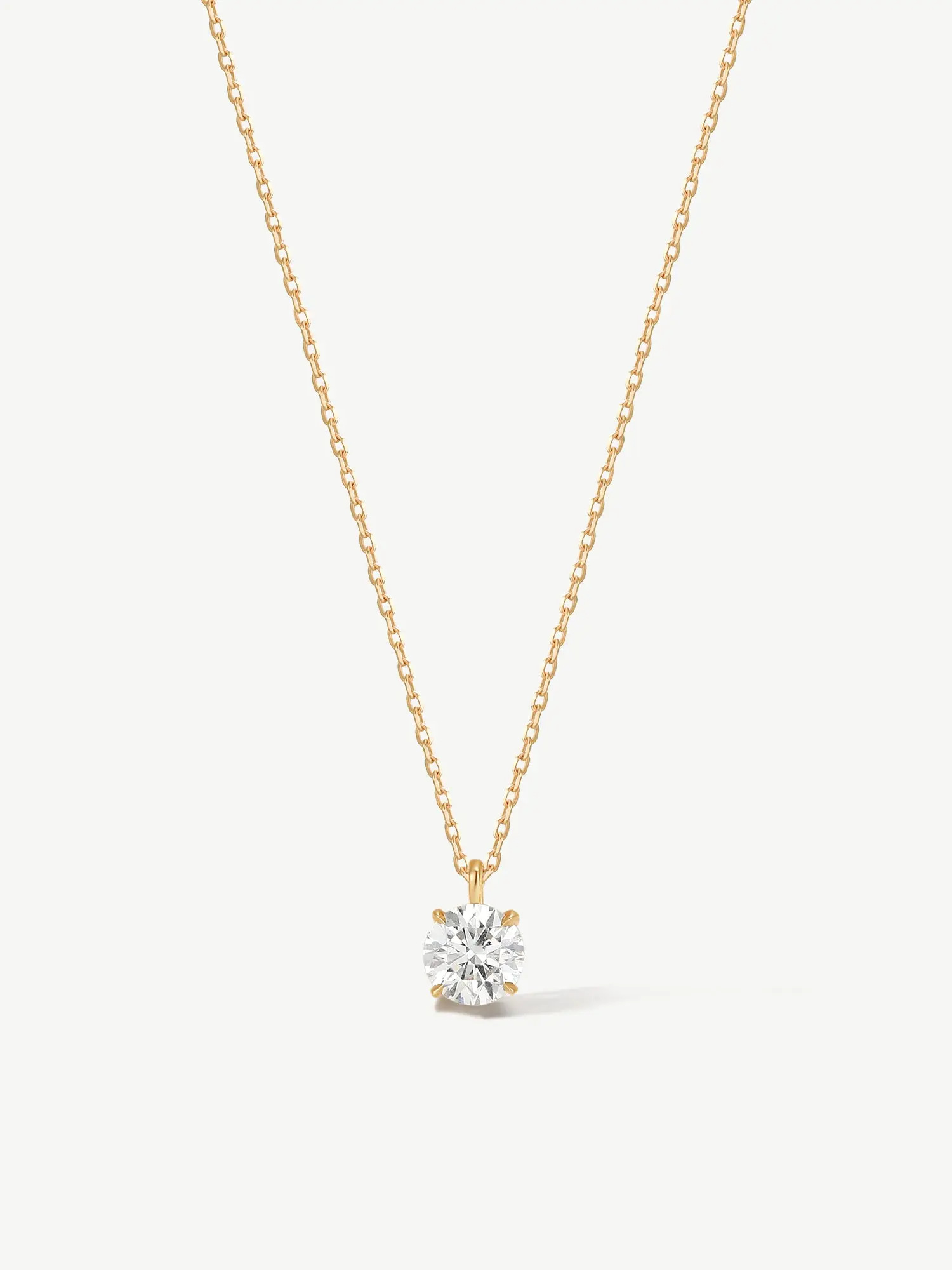 AGVANA "Pure Brilliance" 0.5 Carat Elegant Round Lab-Grown Cot Diamond Solitaire Pendant Necklace for Female, 14K Solid Gold with Cable Chain & Spring Ring, Anniversary Gift
