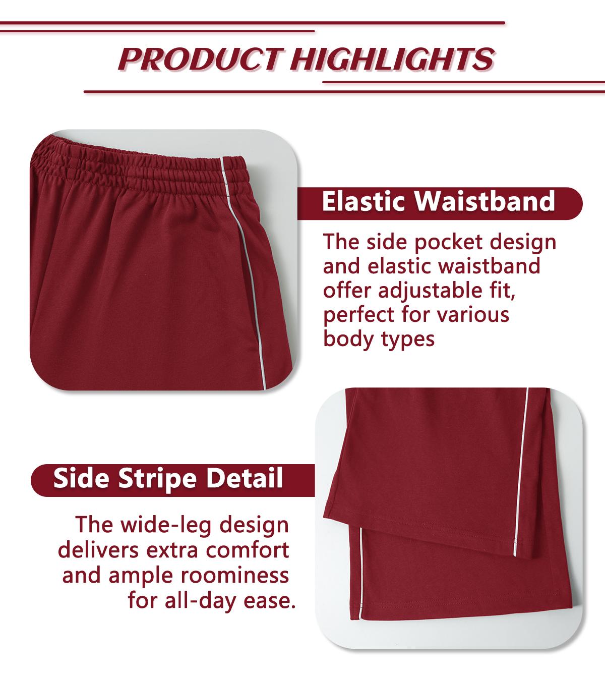 TimeOFF Women's Baggy Wide-Leg Pants &ndash; Pocket Design, Elastic Waist & Side Trim for Securely Holding Small Items & Comfortable Relaxed Fit, Ideal for Daily Wear, Casual Outings & Post-Yoga Lounging