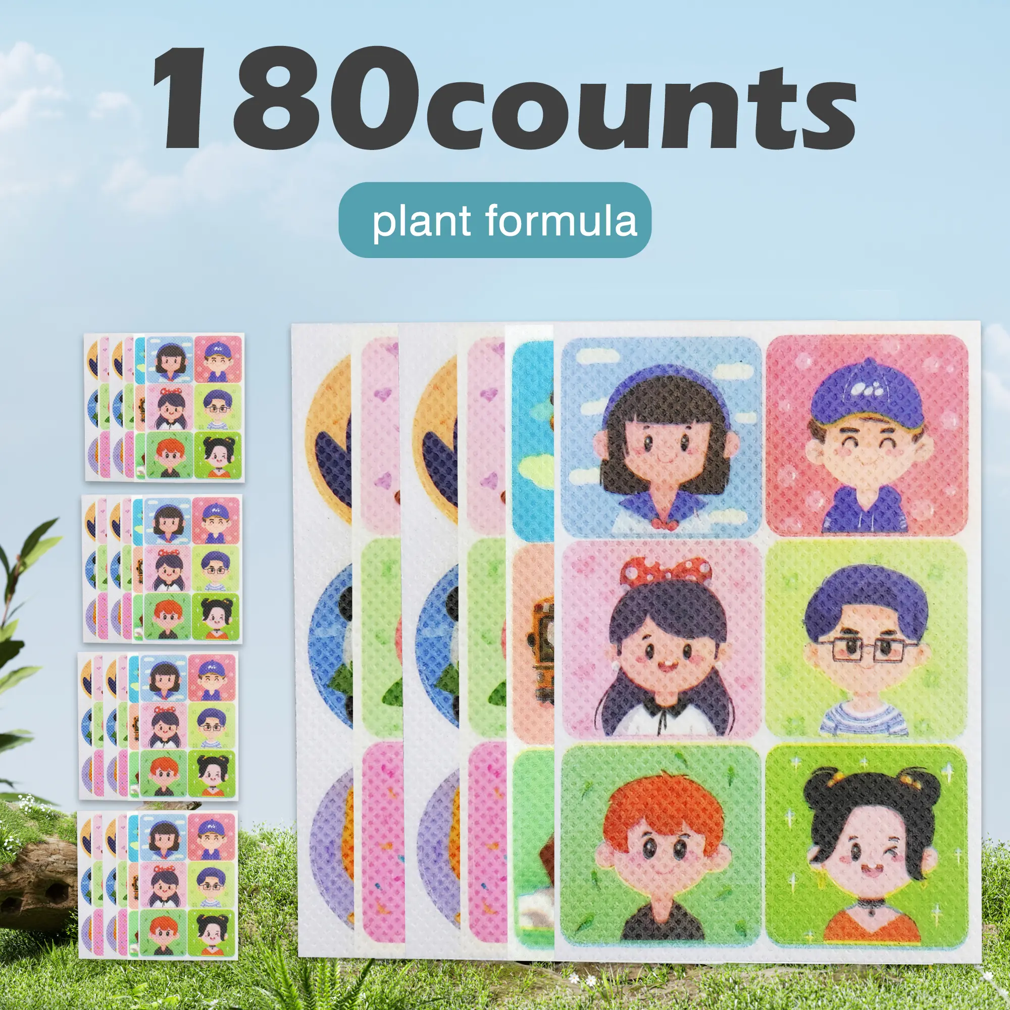 180 Counts Cute Anti-Mosquito Stickers Up to 24 Hours Protection, Adheres securely to fabric