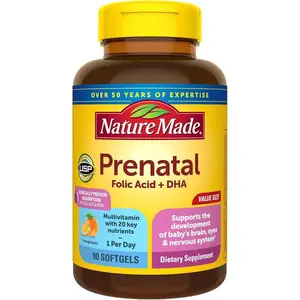 Nature Made Prenatal Vitamins for Women with Folic Acid + DHA, Prenatal Vitamin and Mineral Supplement for Daily Nutritional Support, 90 Softgels, 90 Day Supply