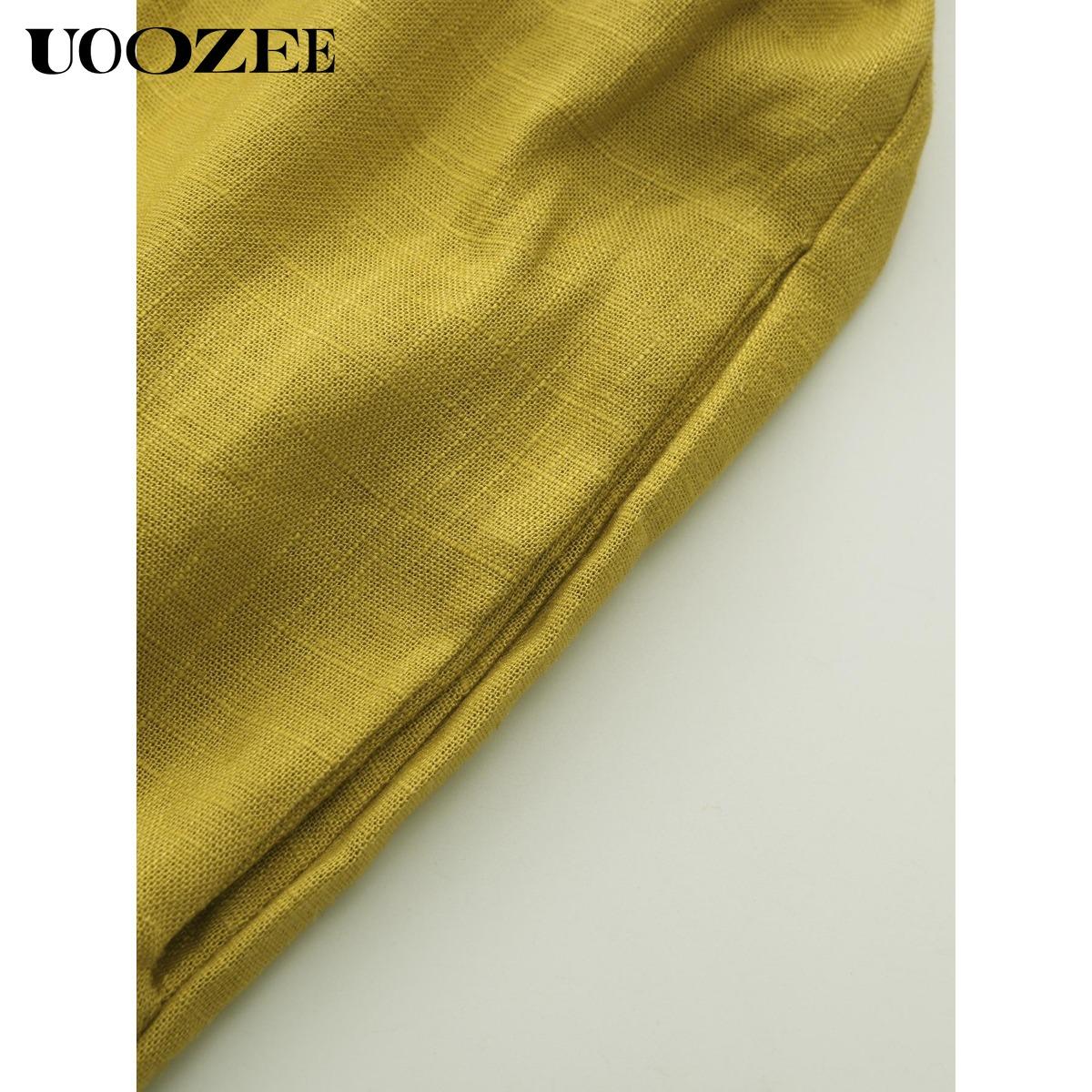 Women's Half Sleeve Loose Plus Size Long Skirt - Solid Color, Round Neck, Casual Summer Comfort, Daily Elegance, Linen Fabric, Comfortable and Breathable, Daily, Commuter Dress Springtok (the size is too large, it is recommended to order a size smaller)