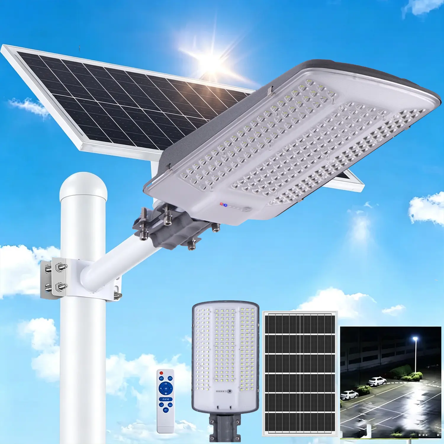 Solar Street Light Outdoor 3 Modes LED Motion Sensor Security Wall Lamp for Garden Yard Porch Decor IPX7 Waterproof Remote Control Solar Lights Outdoor Mounted Light,Dorm Essentials,Home Decor,Home Essentials,Camping Essentials