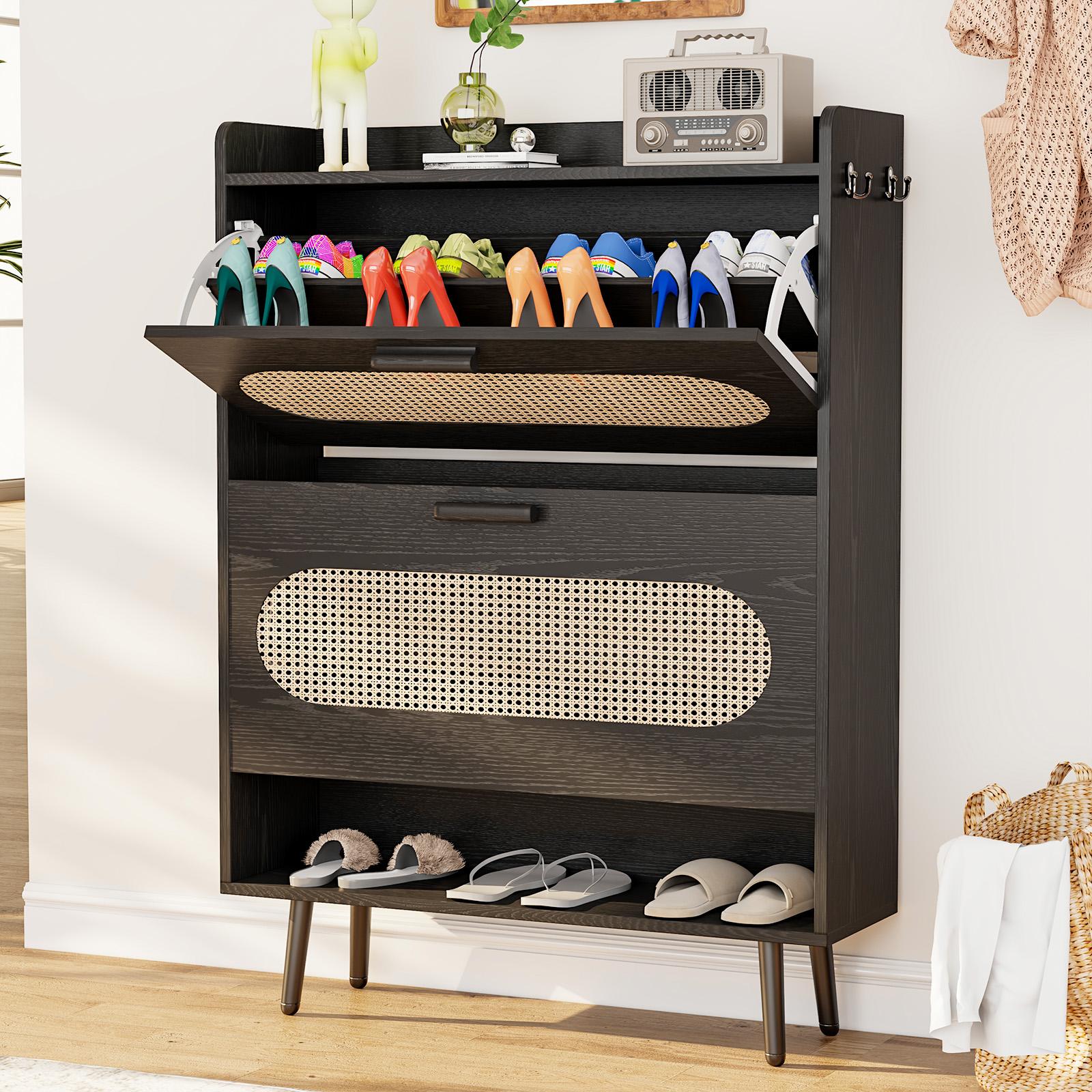 【HolidayHaul】Shoe Cabinet with Doors, 6-Tier Shoe Storage Cabinet with Adjustable Shelves, Wooden 50'' Tall Shoes Rack Organizer Cabinet for Entryway, Front Door, Hallway Closet, Living Room - Blue