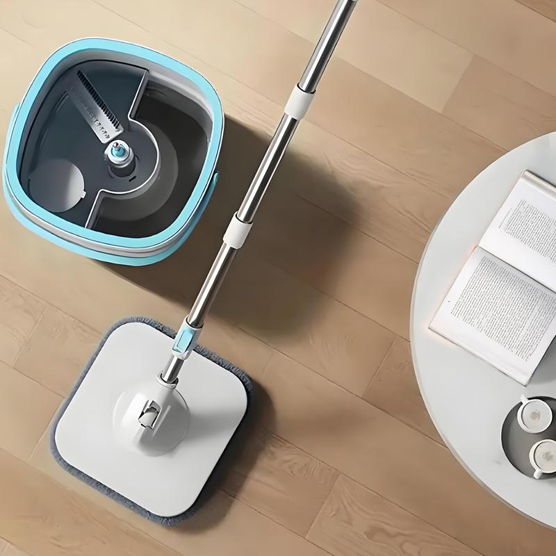 Bepatio 360° Spin Mop and Bucket Set with 2/4 Microfiber Refills , Square Spin Mop Head & Dual Compartment Mop Bucket , Wet And Dry Use, Perfect for Bedroom & Living room & Bathroom