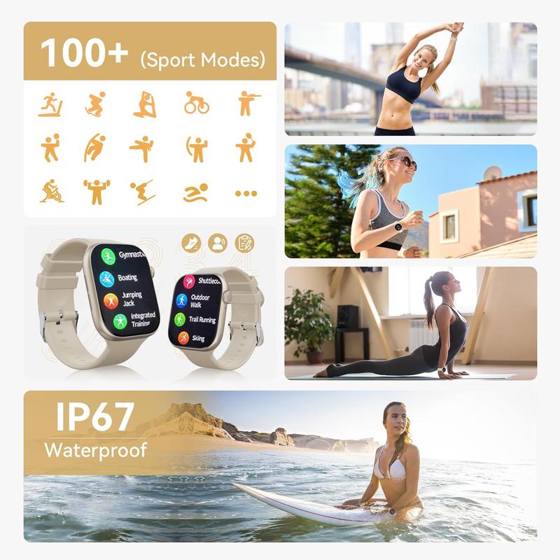 W&O 2025 Smart Watch for Women & Men, 100+ Sports Modes, Call Answering, Sleep Monitor, Fitness Tracker with Stylish Design Wearable Monitoring