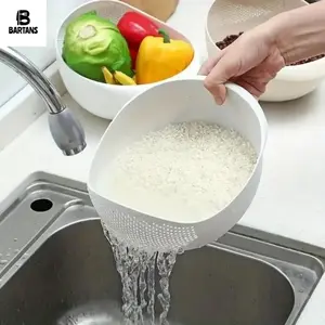 2-IN-1 Colander Small Bowl for Rice Pasta Food Fruit Vegetable Washer Stainer Basket Kitchen Gadgets Utensils Draining Filter Strainer Drainer Washing Dishwasher Safe Non-Slip Base