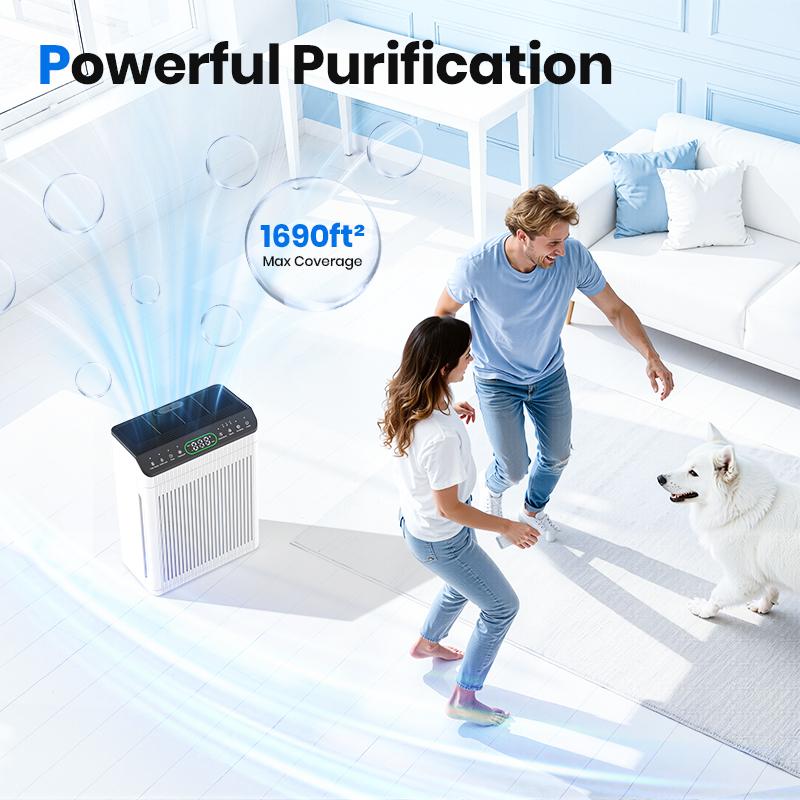 MORENTO Large Air Purifier 1096 ft² Coverage with PM2.5 Display & Timer Pet Mode, HEPA Filter Washable Pre-Filter, Aromatherapy, Smart Auto Mode for Home