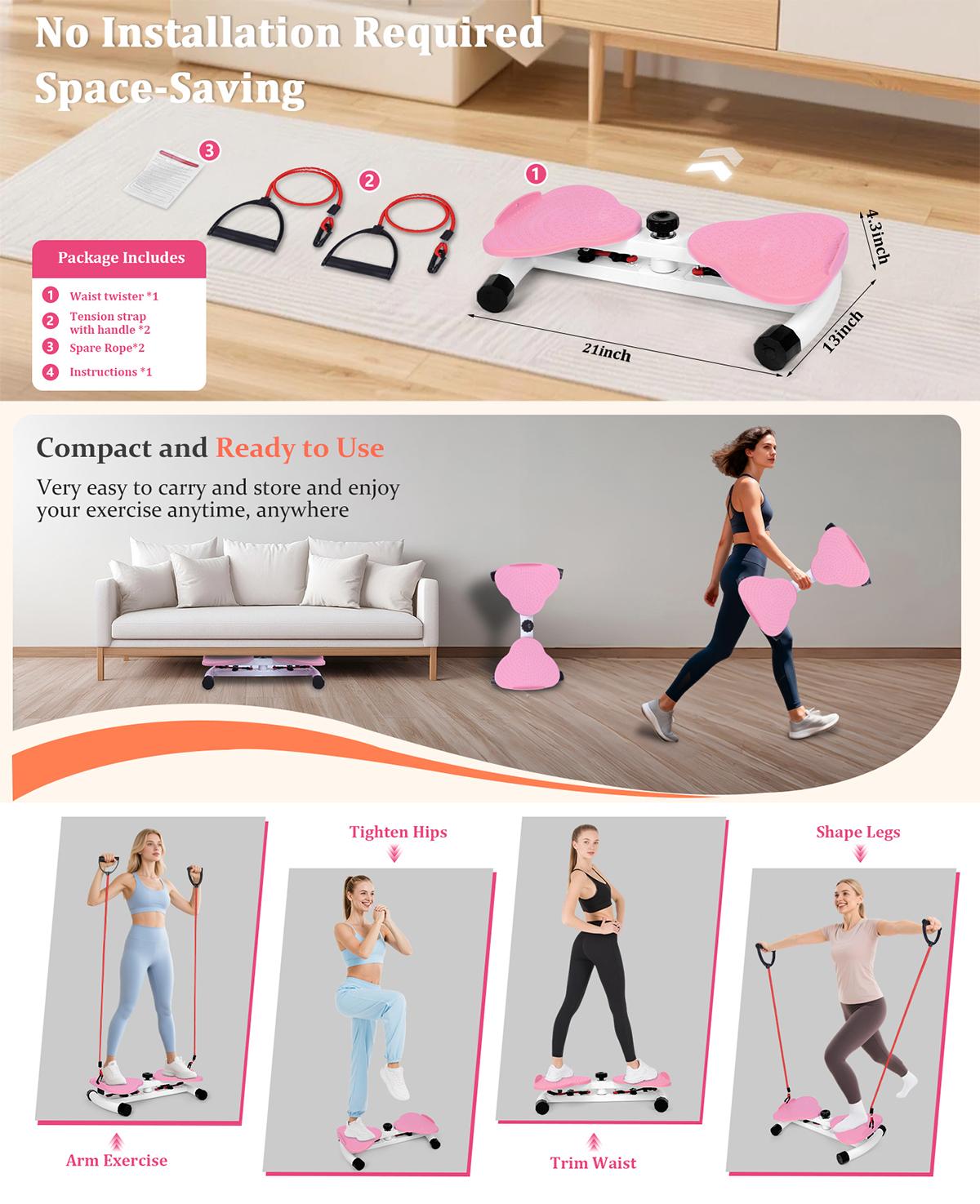 Noiseless Ab Twister for Home Gym Equipment Adjustable Waist Twister ...
