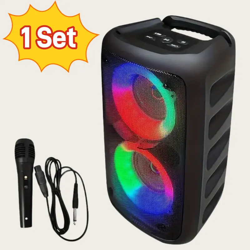 Premium Wireless Boombox Speaker - Large Stereo Sound, Built-in Microphone, Subwoofer, Party Speaker with Powerful Sound, Outdoor Party Speaker with Disco Light and Wireless Connectivity Audio Outdoor Wireless Speakers Karaoke