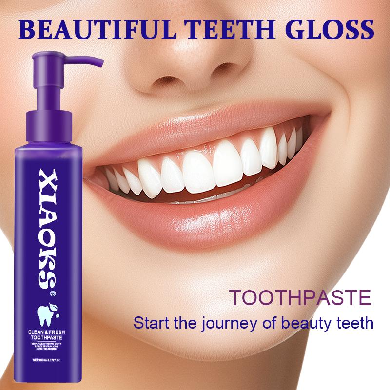 XIAOKS Pump Type Purple Toothpaste Controlled Release No Waste Xanthan Gum Sodium Phytate Formula Cleans Teeth Long Lasting Freshness Creates Shiny Beautiful Teeth Rich Foam Deep Cleaning Keeps Breath Fresh All Day