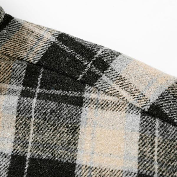 Men’s Black & White Plaid Flannel Shirt Jacket – Terry Fabric, Button Closure, Casual Style, Perfect for Autumn Layering and Streetwear Essentials