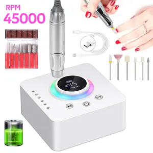 Professional Electric Nail Drill Machine, 45,000 RPM High-Speed USB Powered Nail File with Base, Includes Drill Bits, for Salon & Home Pedicure, Stylish Design