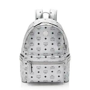 Pre-owned MCM Leather Backpacks Visetos Side Studs Stark Medium Backpack