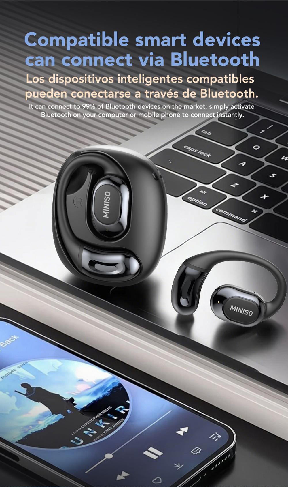 MINISO MS156 Ulter AI Translation Wireless Headphones Supports 134 Languages Bluetooth High Fidelity Sound Quality with Charging Case & Microphone Perfect Birthday Gift - Chargeable