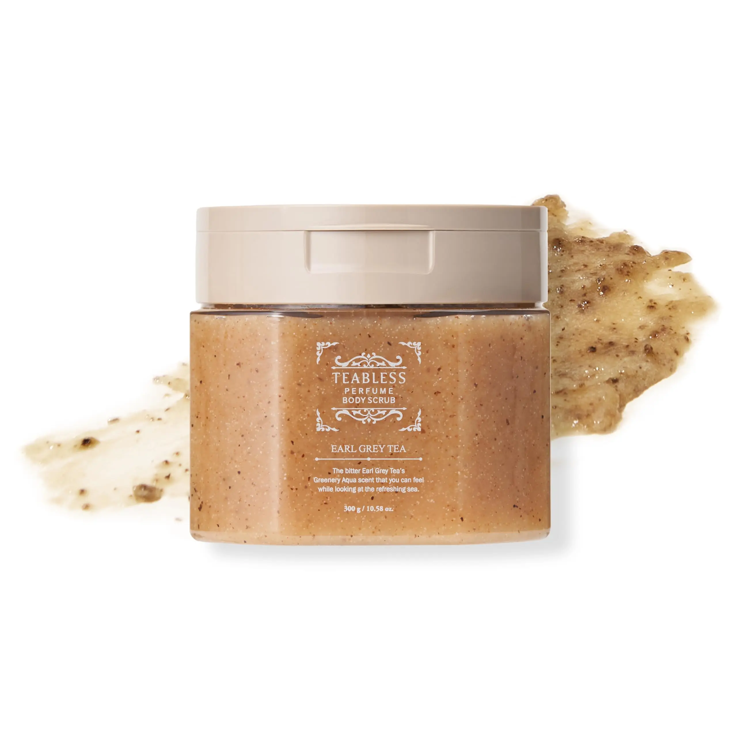 TEABLESS Earl Grey Tea Perfumed Body Scrub, Gentle Exfoliating & Hydrating for Sensitive Skin, Hypoallergenic Scrub Care, Daily Body Wash & Scrub, Greenery aqua Scent, Vegan