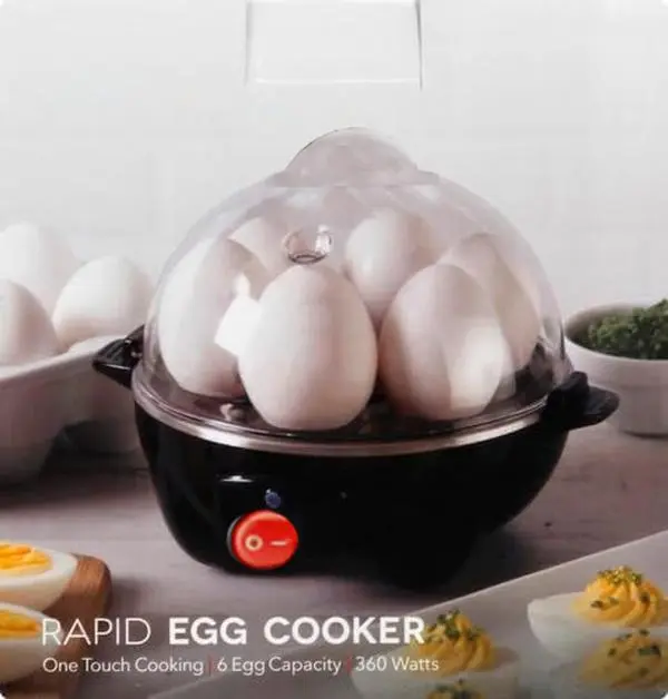 6-in-1 Electric Egg Cooker - Make Perfect Hard Boiled, Poached & Scrambled Eggs Fast! Auto Shut Off, BPA-Free (Black)