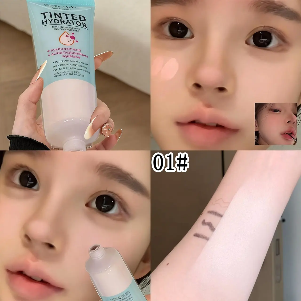 This tinted primer, Hydrating Illuminating Primer, Cosmetics Primer, Makeup, enriched with sodium hyaluronate and squalane, hydrates the skin, offers long-lasting wear, brightens the complexion, minimizes the appearance of pores
