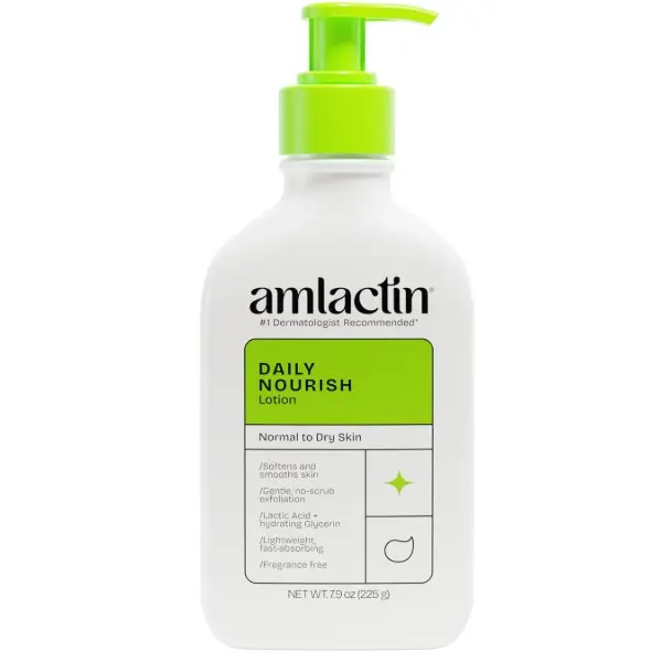 Daily Nourish Therapeutic Body Lotion for Dry Skin - No-Scrub Exfoliator and Moisturizer - AmLactin 12% Lactic Acid Lotion