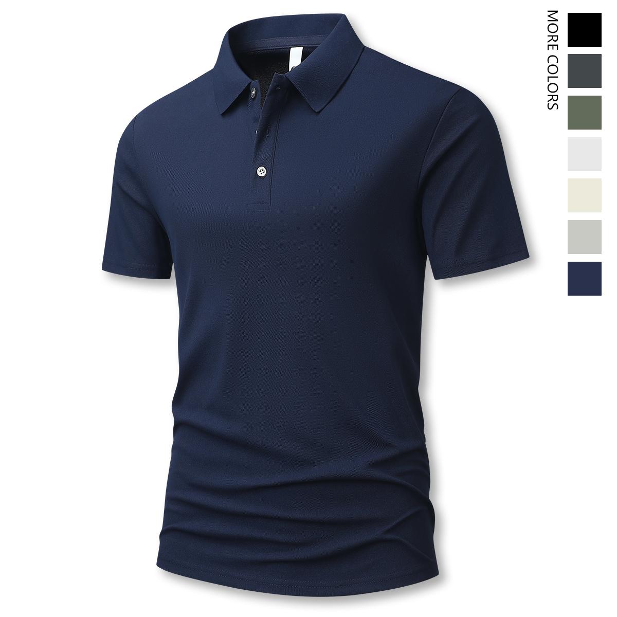 Men’s Summer Short-Sleeve Polo T‑Shirt, Lightweight Thin Design, Solid Color, Versatile Retro Minimalist Fashion, Perfect for Vacation, Outdoor Activities, and Casual Wear
