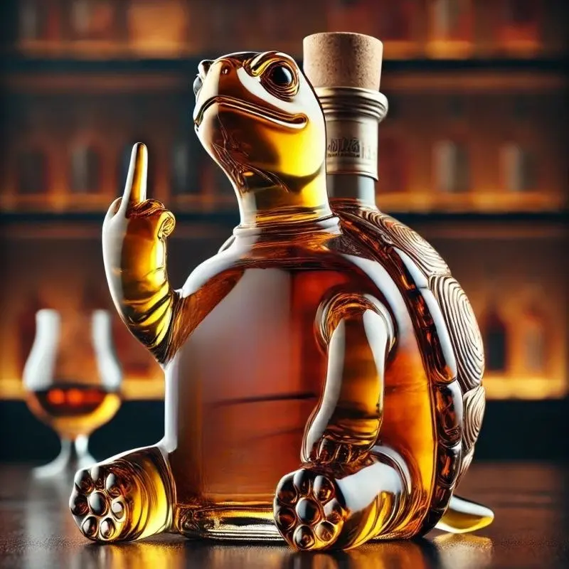 Turtle Motif Portable Whiskey Glass Bottle - Artistic 3D Outline Eco-Friendly Liquor Container with Tight Seal, Home Bar Accessories & Decor, Perfect Gift for Whiskey Lovers, Compatible with Brandy Wine Vodka, Whiskey Storage