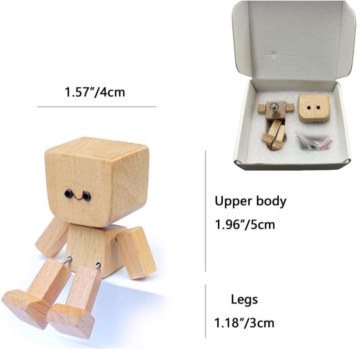 MUNBYN  Shaking Feet Wooden Doll - Shaking Wooden Man Figurine for Car Dashboard Decorations, with 12PCS Magnetic Expressions, Funny Bobblehead Desk Decor for Office Home, Creative Gift Idea