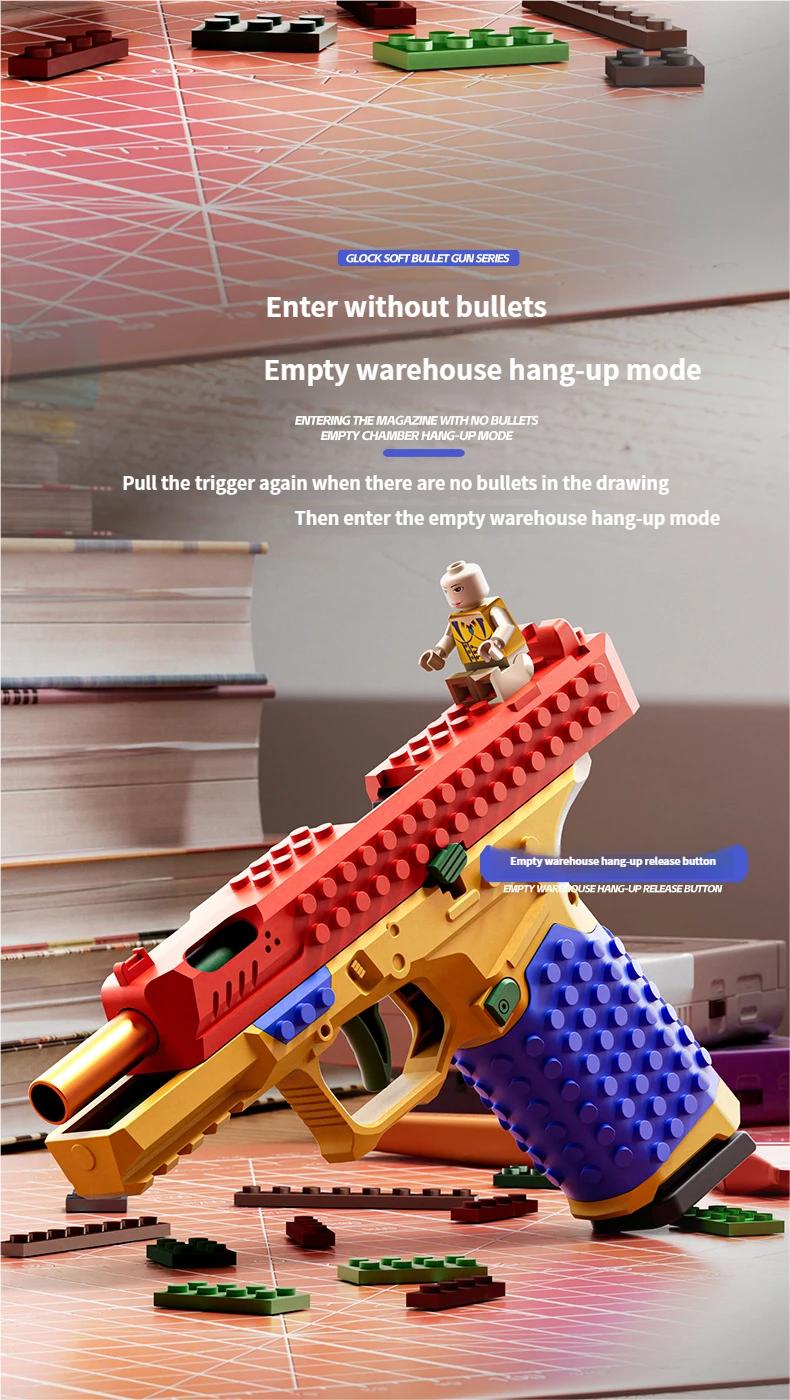 Multiplayer Foam Blaster Game Set DIY Building Block Soft Bullet Blaster with Auto Shell Ejection | Shell-Ejecting Block Blaster Kit | DIY Brick Gun That Shoots! multiplayer strategy collaborative toy Collaborative Tactical Building Block Set