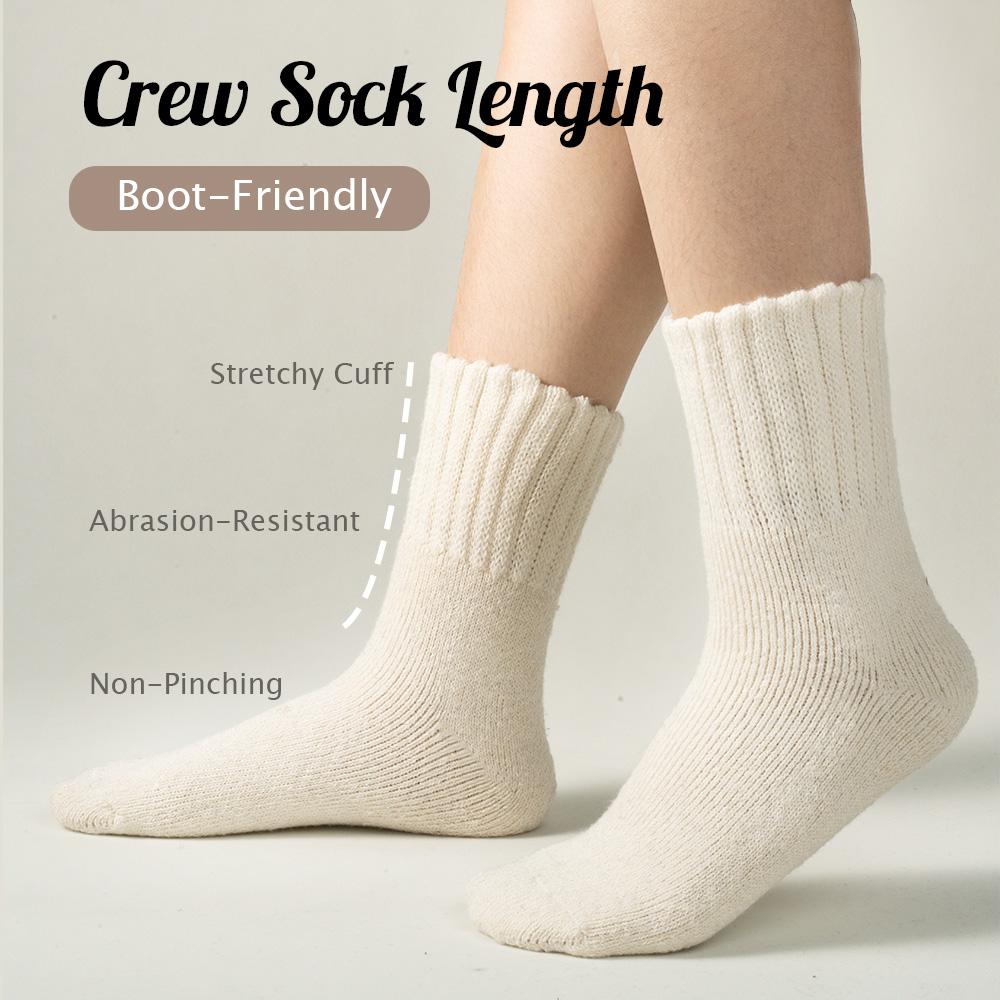 BomKinta Women's Winter Boot Socks Solid Thick Warm Cozy Crew Socks with Elastic Cuff for Everyday Use & Christmas Gift Fit Daughter