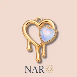 Drip Heart Opal Charm