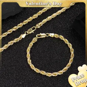 Holylegend 14K Real Gold-Plated Rope, Paperclip Rope, Cuban Concave, Figaro Set, 24"  Length, 6mm/8mm/10mm Width,Diamond Cut