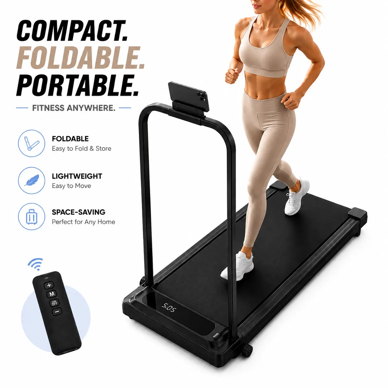 [2026 Upgraded]Incline Walking Pad & 2-in-1 Folding Treadmill – 3.0HP Heavy Duty Under Desk Treadmill with Handlebar, 350 lbs Capacity, 0.6-7.6 MPH Compact Running Machine for Home Office