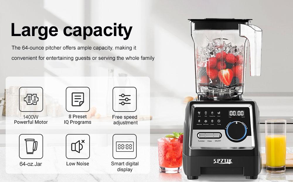 SPZTJK Professional Blender,Kitchen for Blender 68oz BPA Free 2 Containers Countertop Blenders, achine, Ice Crushing&Max.1400Watts/1000Watts Blender and Grinder Combo  , Smoothies/Juice/Nuts BUTTER/Food Processor/Kitchen Appliances