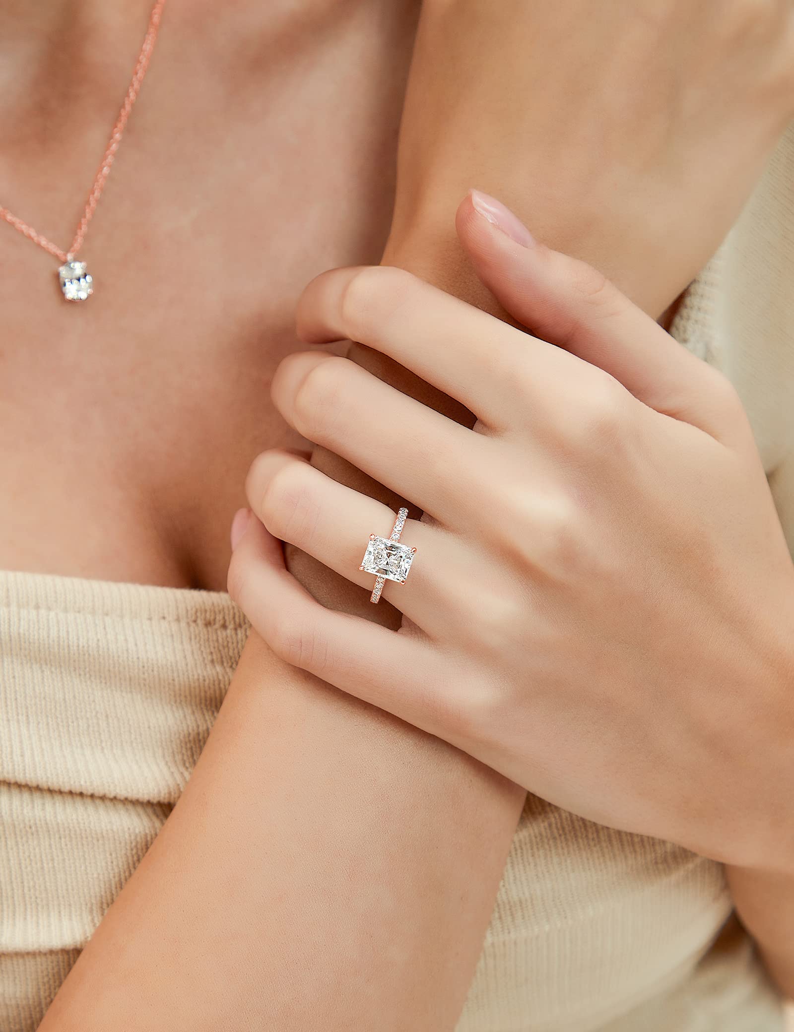 EAMTI 3CT 925 Sterling Silver Engagement Rings Radiant Cut Cubic Zirconia Wedding Band for Women EAMTI 3CT 925 Sterling Silver Engagement Rings Radiant Cut Cubic Zirconia Wedding Band for Women