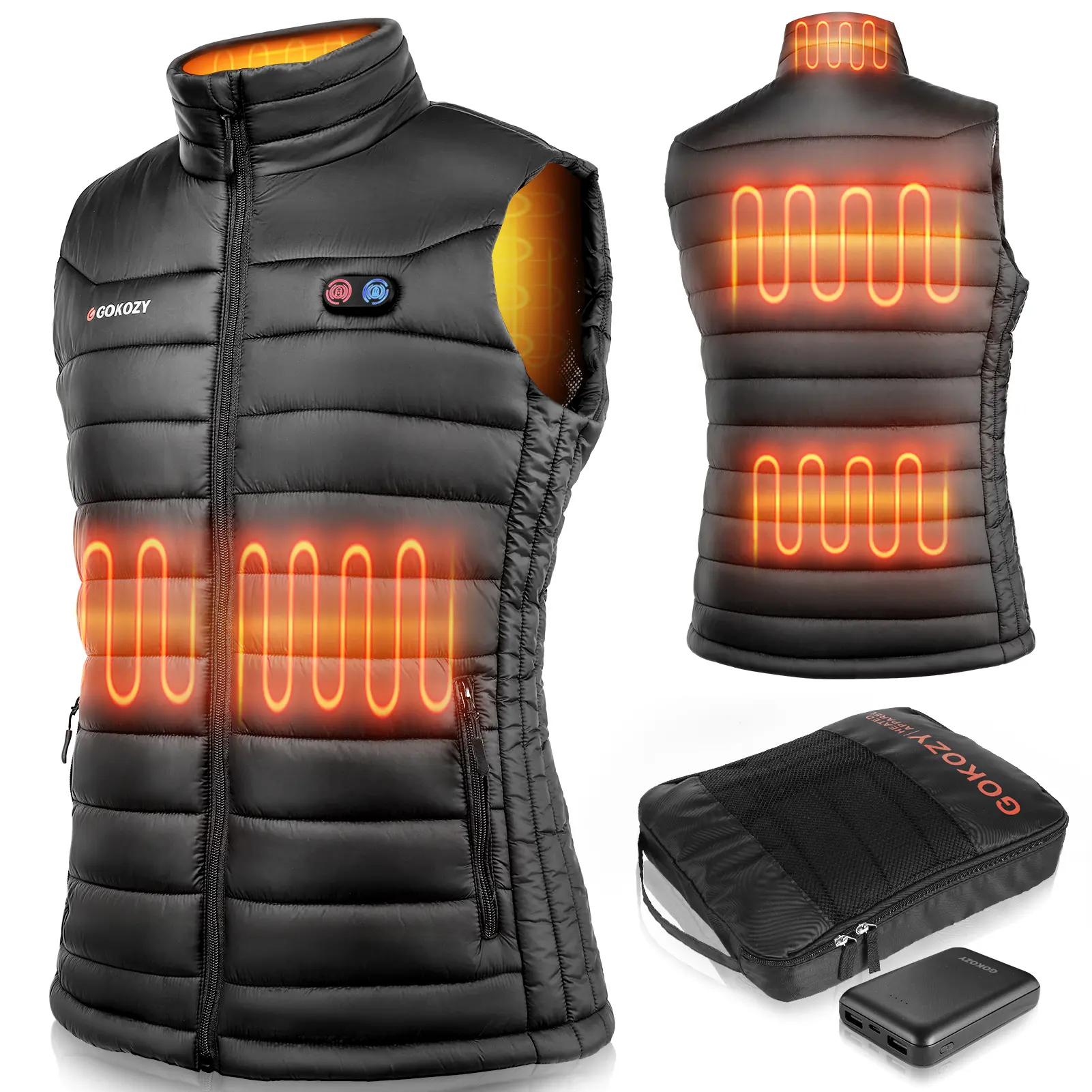 Heated Vest for Women with 100000mah battery pack, Lightweight Women's heated vest jacket with 5 heating zones, dual control system with 3 Heating Levels