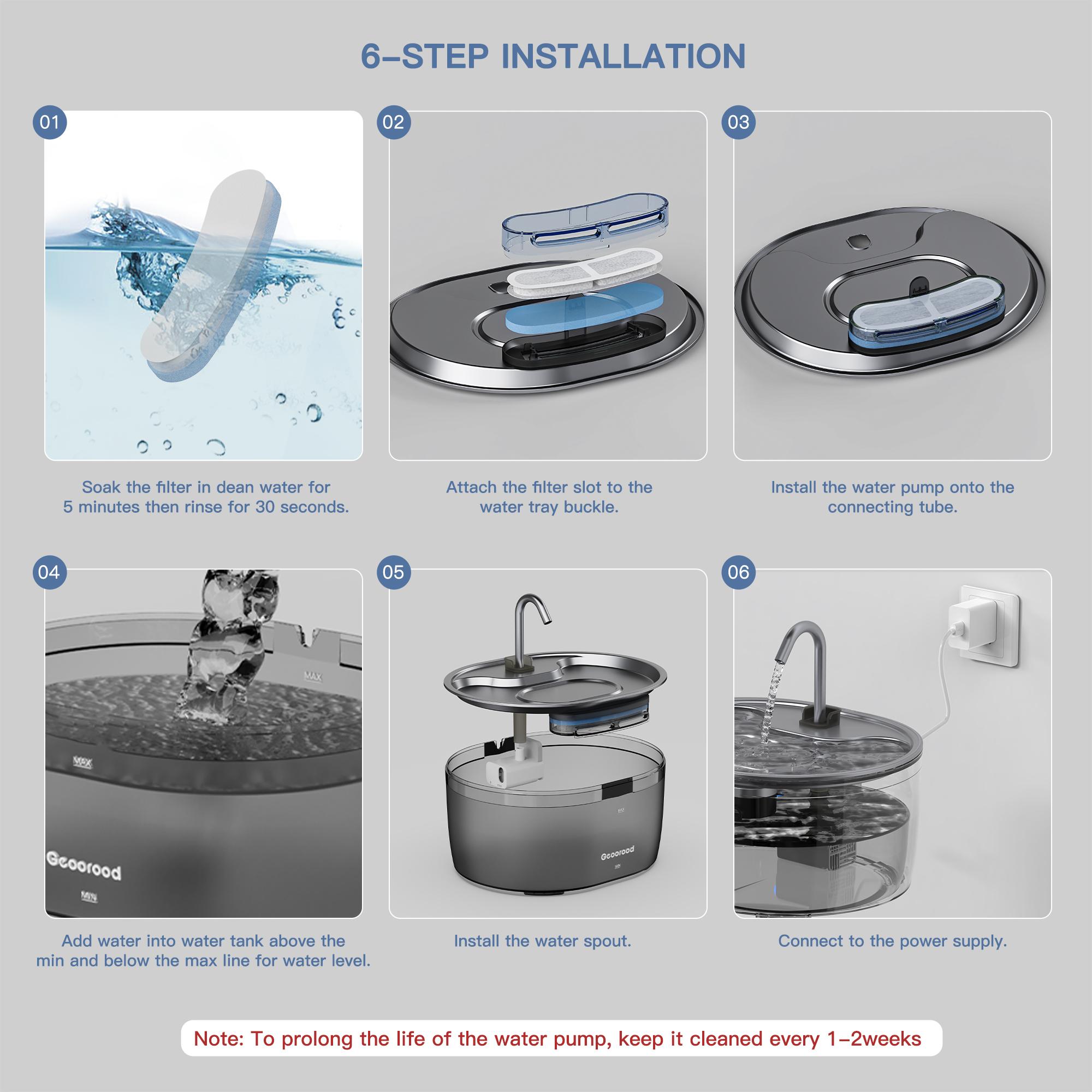 【Geoorood】3.2L Cat Water Fispenser, suitable for small dog medium and large cats, 14 days of drinking water, 304 stainless steel, dishwasher safe 【Geoorood】3.2L Cat Water Fispenser, suitable for small dog medium and large cats, 14 days of drinking water, 304 stainless steel, dishwasher safe