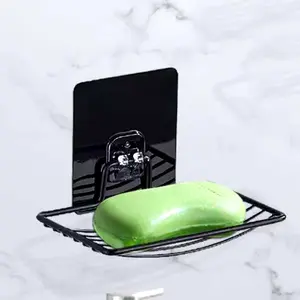 1Pc-Stainless Steel Soap Rack Punch-Free Nail-Free Bathroom Single Layer Drain Wall Hanging Sucker Soap Box Light Luxury Shelf NONE