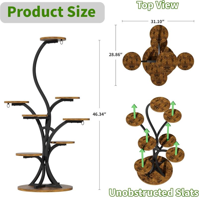 Plant Stand Indoor with Grow Lights - 8 Tiered Corner Plant Shelf Indoor, Tree-Shaped 46.3" Tall Plant Rack Display for Indoor Plants Multiple, Flower Holder for Living Room Patio Balcony