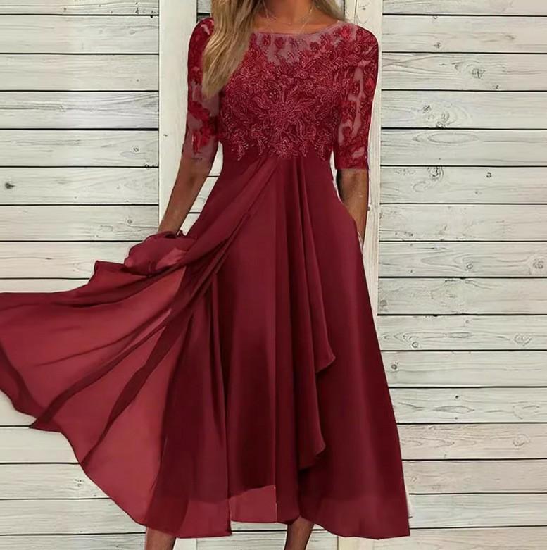DC DUMPECCI Womenswear Trendy Deep V-Neck Lace Maxi Dress | Slim Fit Chiffon Gown for an Elegant Lady Outfit, Perfect as Bridesmaid or Party Dress Chic Green Chic