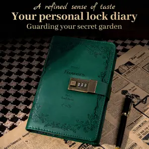 Valentine's Day Diary With Lock Gift Set Leather Journal For Women & Men A5 Travelers Journal Planners For 2026 Green Yellow Pink Garden Ocean Adventure Series Lined Page Journaling Supplies Bible Journal