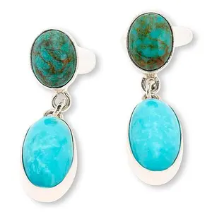 Mine Finds by Jay King Sterling Silver Andean Blue Turquoise Oval Drop Earrings