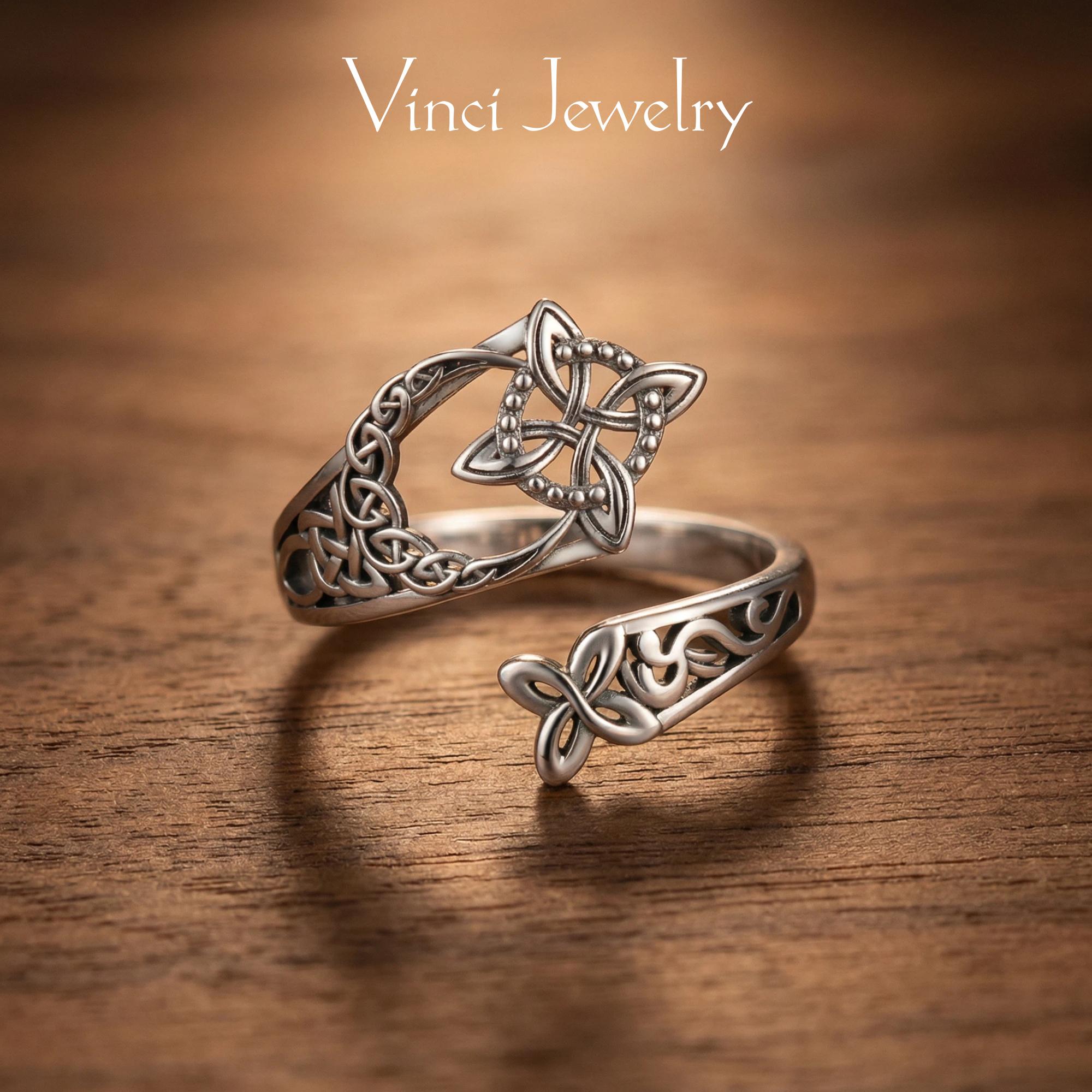 925 Sterling Silver Celtic Knot Ring Witch Knot Ring Nudo de Bruja Plata 925 Original Sterling Silver Adjustable Witch Knot Rings Open Ring Hecate Ring Pagan Witchtok Protection Witchy Jewelry for Devotion for Ceremonyfor Women