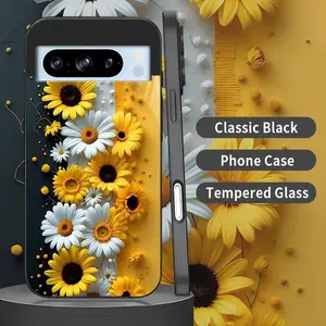 Cottagecore Sunflower Phone Case Aesthetic Yellow Daisy & Floral Black Cover for Google Pixel 8 Pro  --975