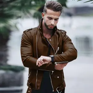 New men's leather jackets in large sizes, stylish and slim-fitting leather outerwear Menswear Coats