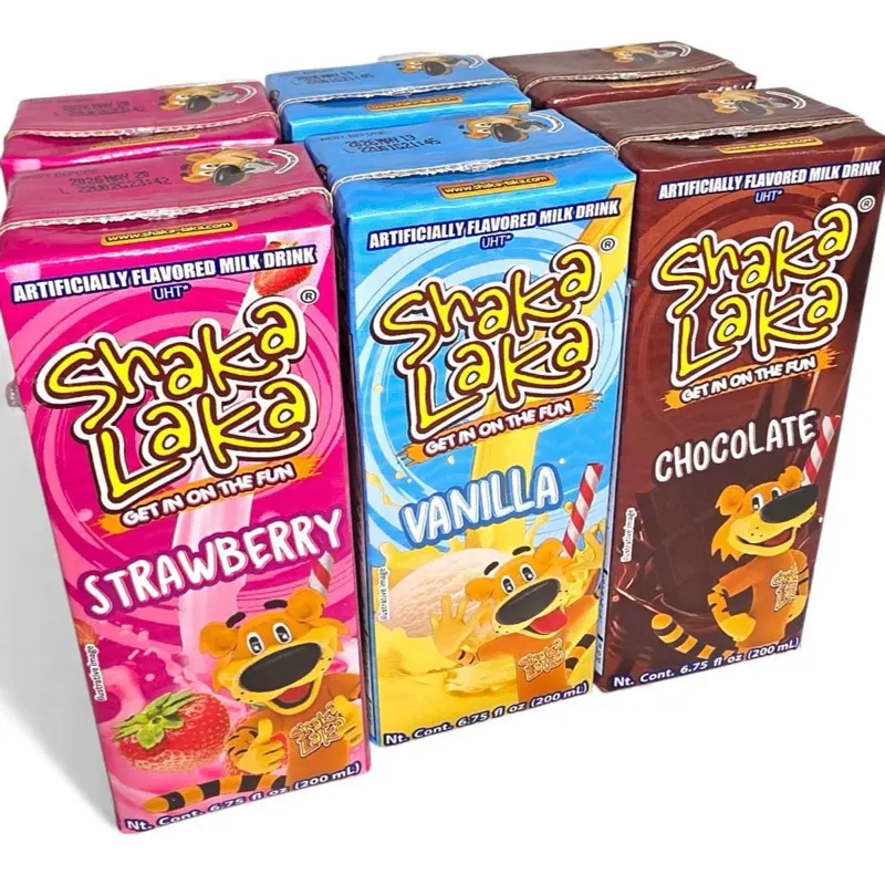 1 pack of 6 units of Shakalaka: 2 strawberry 2 vanilla 2 chocolate. 200 ml C/u