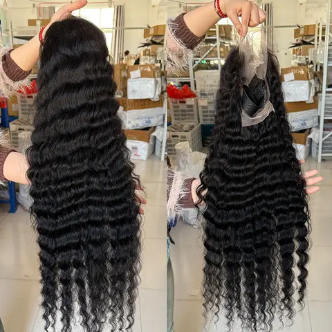 Bling Hair Deep Wave 13x6 Wigs 13x4 13x6 Hd Transparent Lace Frontal Wigs Human Hair Curly Wigs For Women Pre Plucked Natural Hairline 180% Density