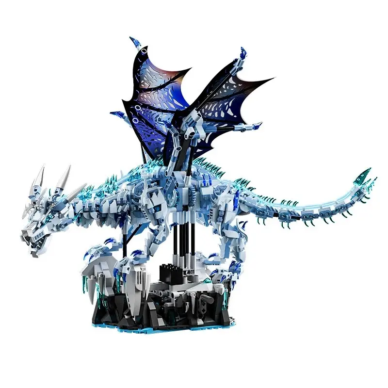 1646Pieces Big Ice Dragon Building Blocks Creature Block Kit Animal Model Fire Breathing Dragon Bricks Desktop Display Toys For Kids Adults Gifts Decor, Birthday Christmas Gifts Building Sets